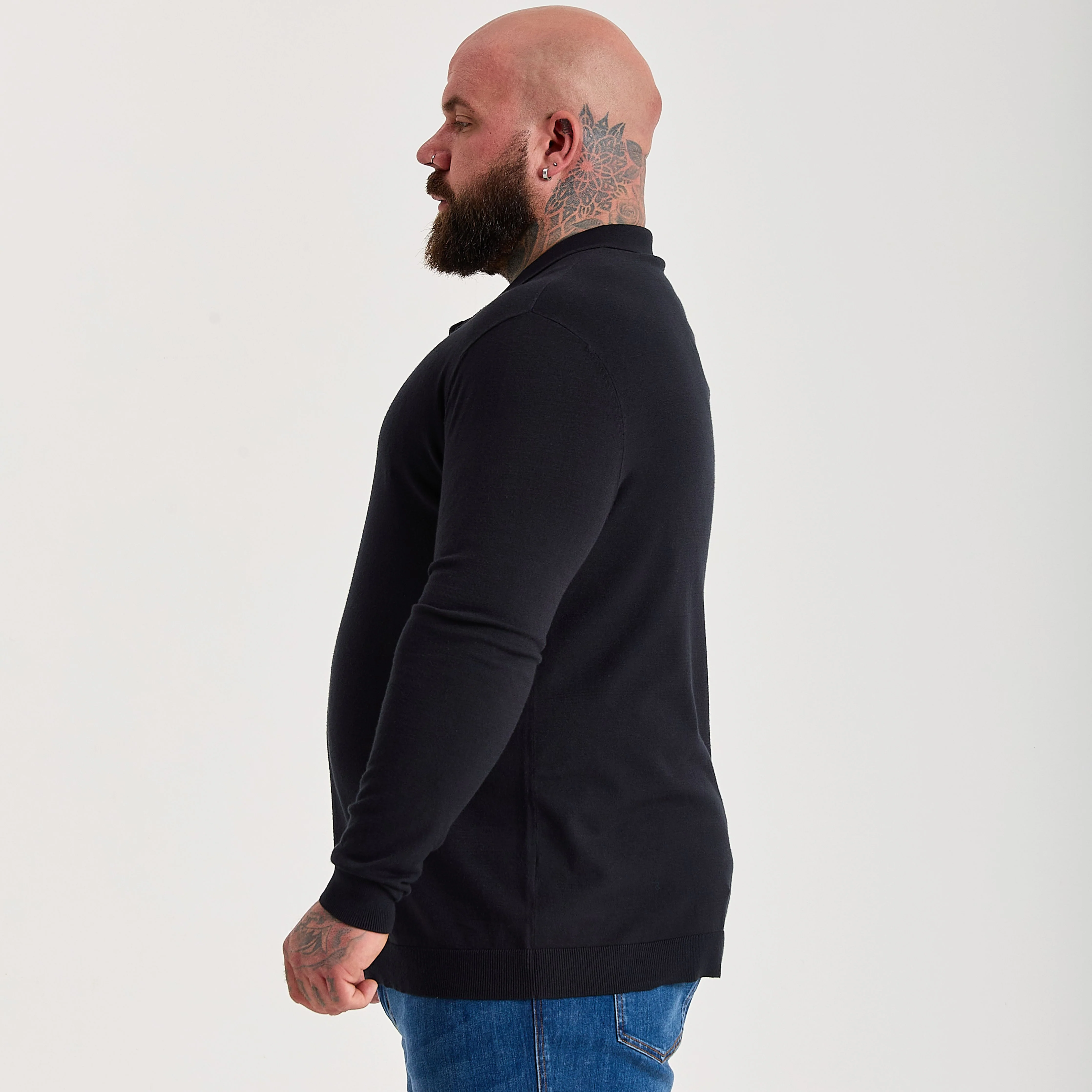 Black Dress Polo Long Sleeve - Image 4