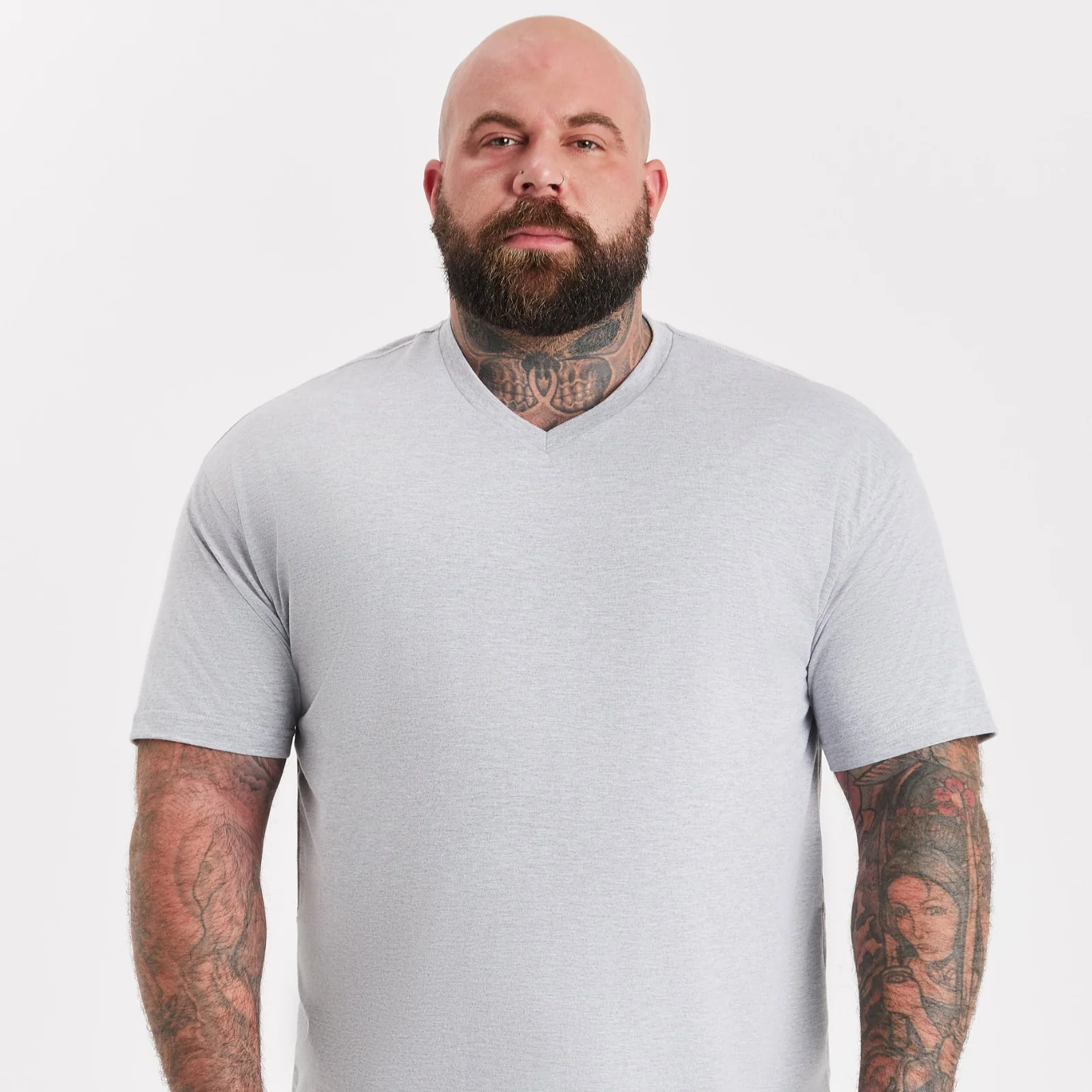 Heather Grey V-Neck T-Shirt - Image 3